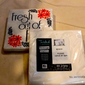 Twisted Wares Beverage Napkins - Two (2) Packs of 20 3-Ply